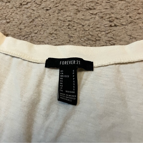 Forever 21 Women’s Tank Top V-Neck Ruffle Hem Ivory Cream Flowy Ruffle Hem - Picture 2 of 5